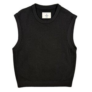 Reigning Champ 100% Wool Sweater Vest Crewneck Knit Black Medium